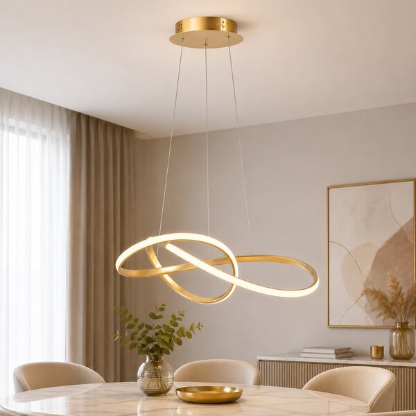 Pendul Erste LIBRA Auriu 60cm Diametru LED 40W 150cm Inaltime Reglabila Corp Iluminat Modern CCT 3000K-6500K Design Elegant Lustra Living Dining
