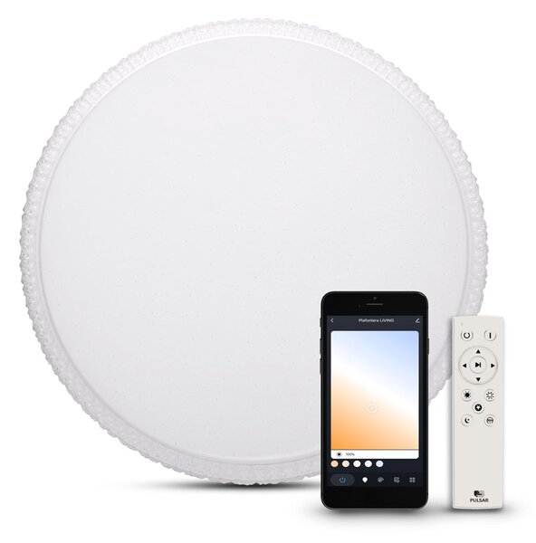 Plafoniera Smart Pulsar Liuli 36W LED cu Control Tuya, Temperatura Reglabila 3000K-6500K, Intensitate Variabila, Telecomanda, Design Modern Interior