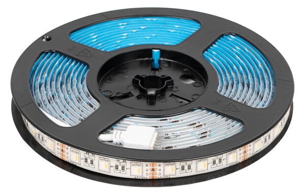 Kit Banda LED Homelight RGB+WW 5 metri 12V 10W IP65, Iluminat Ambiental Colorat si Alb Cald pentru Decor Interior, Instalare Rapida si Durabila