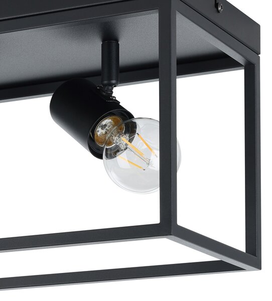 EGLO Silentina plafonieră cu două surse, 36x18cm, reglabil, Negru, Camera de zi / sufragerie, Metal