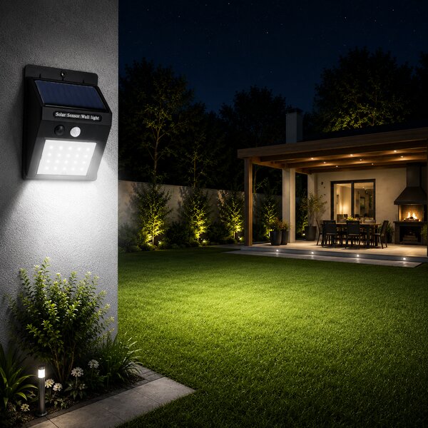 Aplica Solară Mini LED Homelight cu Senzor Mișcare IP44, Iluminat Exterior Autonom, Eficientă și Compactă pentru Grădini și Alei, Montaj Ușor