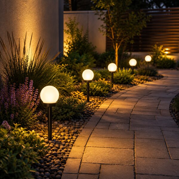 Set 12 Lămpi Solare Erste Sole 33cm, Iluminat Exterior LED pentru Grădină și Alei, Rezistente, Încărcare Automată, Economice, Design Elegant