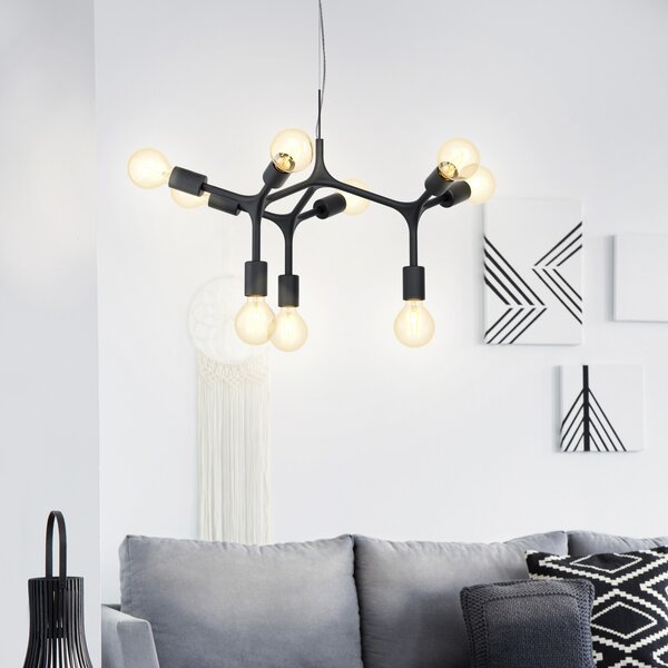 EGLO Bocadella 1 lampă suspendată în negru, nouă surse, reglabil, Negru, Camera de zi / sufragerie, Metal