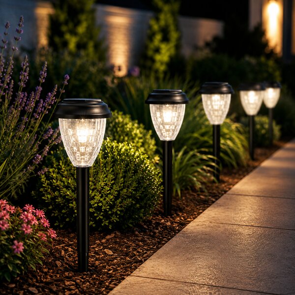 Set 12 Lampi Solare Erste Atristar 90x90x395mm 4000K Lumina Neutra Iluminat Exterior Decorativ Gradina Alei Eficient Ecologic Senzor Crepuscular