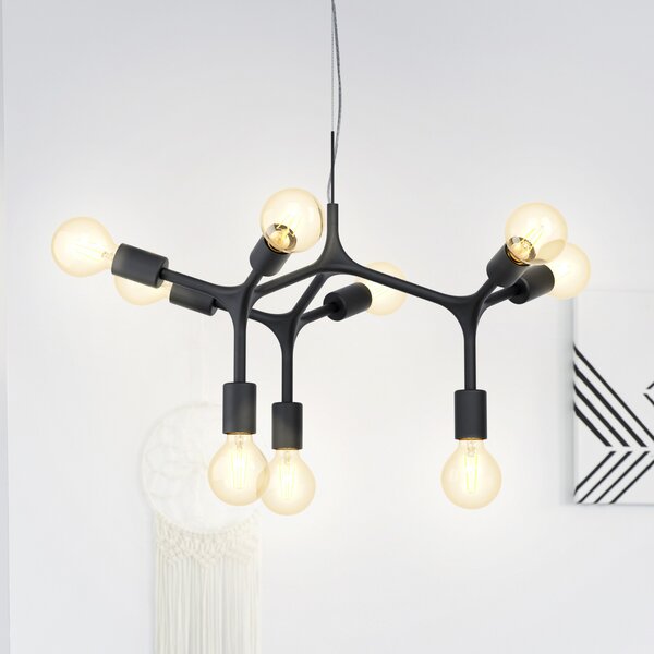 EGLO Bocadella 1 lampă suspendată în negru, nouă surse, reglabil, Negru, Camera de zi / sufragerie, Metal