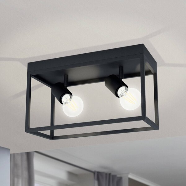 EGLO Silentina plafonieră cu două surse, 36x18cm, reglabil, Negru, Camera de zi / sufragerie, Metal