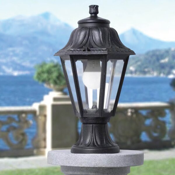 Lampa Gradina Fumagalli Anna 385x220mm IP55 Negru, Design Victorian Clasic din Rasina Anti-Coroziune, Iluminat Exterior Durabil cu Dulie E27