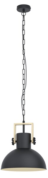 EGLO Lubenham lampă suspendată cu abajur metalic, reglabil, Negru, Camera de zi / sufragerie, Metal, Design industrial