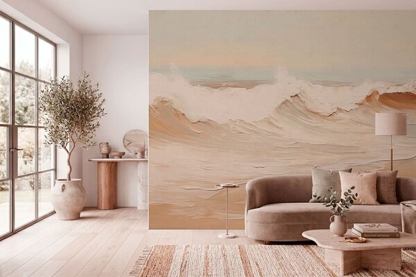 Tapet Valuri oceanice abstracte în nuanțe pastelate, Imagini de fundal unice, w05697 : Uwalls.ro