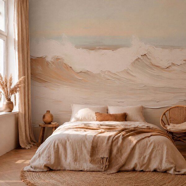 Tapet Valuri oceanice abstracte în nuanțe pastelate, Imagini de fundal unice, w05697 : Uwalls.ro