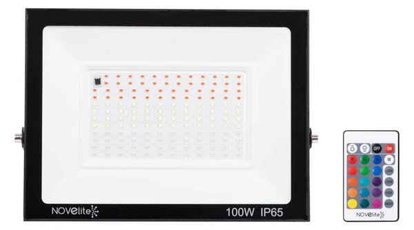 Proiector LED RGB Novelite 100W IP65 pentru Fatade Arhitecturale 261x32x195mm, Iluminat Exterior Profesional, Spectacol de Culori si Design Slim