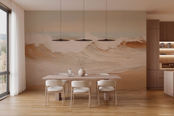 Tapet Valuri oceanice abstracte în nuanțe pastelate, Imagini de fundal unice, w05697 : Uwalls.ro