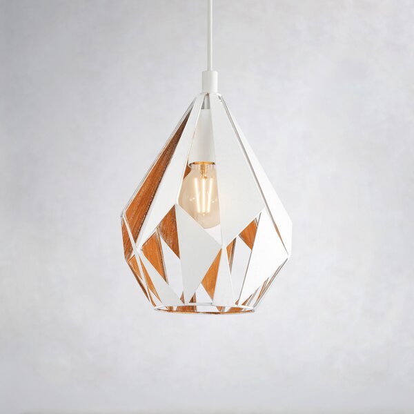 EGLO Carlton 1 lampă suspendată, alb-aurie, Ø 20,5cm, reglabil, Alb, Camera de zi / sufragerie, Metal, Vintage