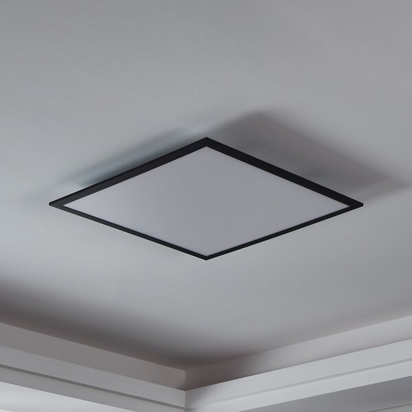 EGLO connect CCT plafonieră 59,5x59,5 cm negru, reglabil, Negru, Camera de zi / sufragerie, Metal, Modern