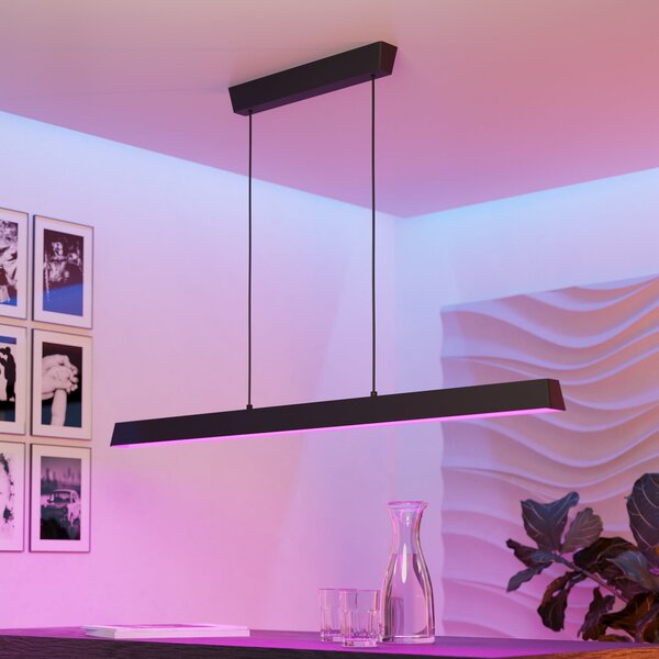 EGLO connect Simolaris-Z lampă susp. LED, 122cm, reglabil, Negru, Camera de zi / sufragerie, Metal, Modern