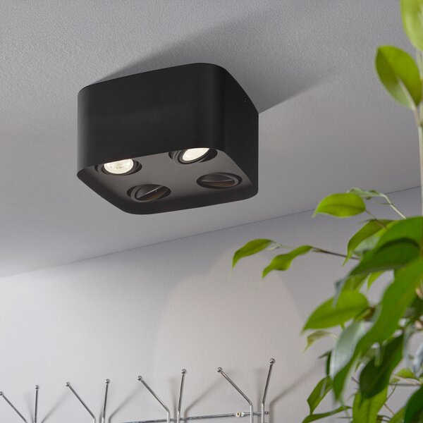 EGLO connect CaminalesZ downlight LED, 4 becuri, reglabil, Negru, Camera de zi / sufragerie, Metal, Modern