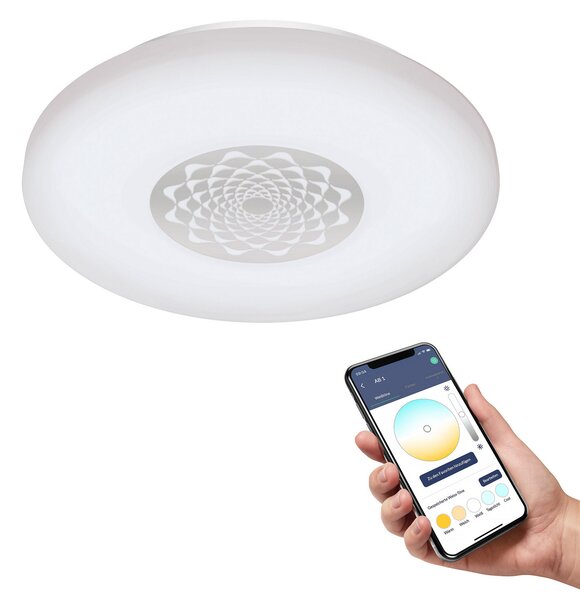 EGLO connect Capasso-Z plafonieră LED CCT, reglabil, Alb, Camera de zi / sufragerie, Plastic