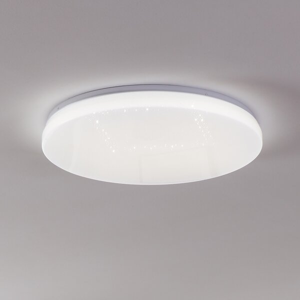 EGLO connect plafonieră Totari-Z, Ø56cm, 32W, efect de cristal, reglabil, Alb, Camera de zi / sufragerie, Plastic