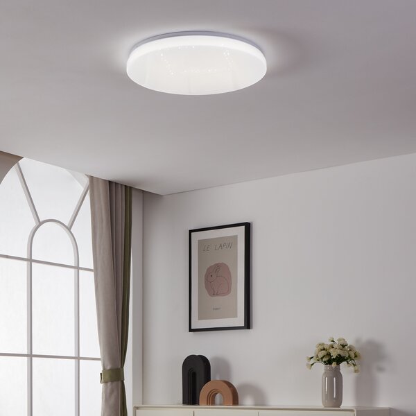 EGLO connect plafonieră Totari-Z, Ø56cm, 32W, efect de cristal, reglabil, Alb, Camera de zi / sufragerie, Plastic