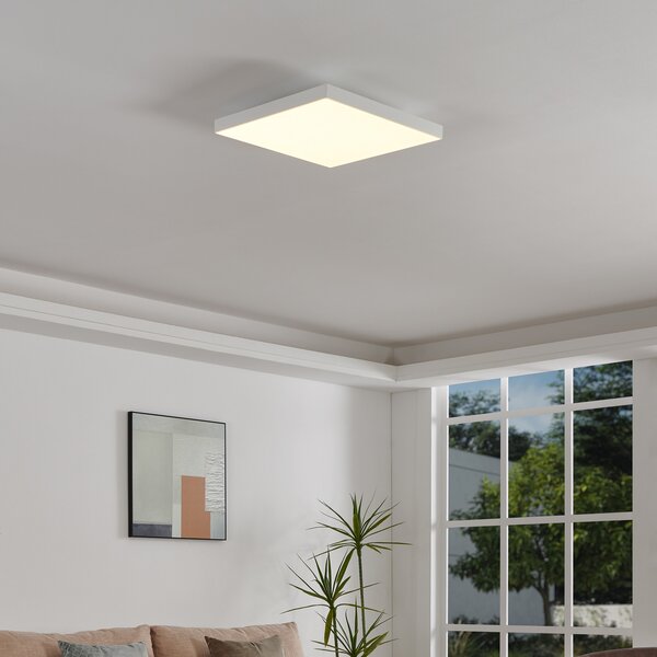 EGLO connect Turcona-Z LED plafonieră cu 45x45cm, reglabil, Alb, Camera de zi / sufragerie, Plastic