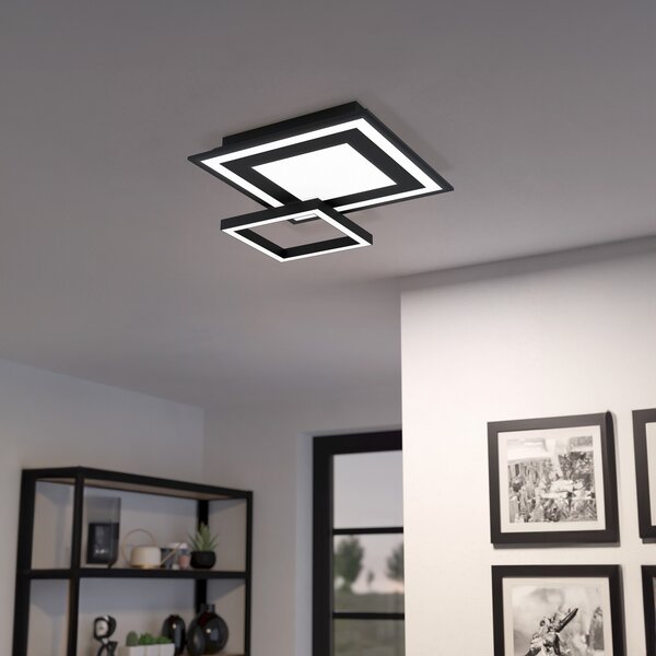 EGLO connect Savatarila-Z plafonieră LED negru, reglabil, Negru, Camera de zi / sufragerie, Metal, Modern
