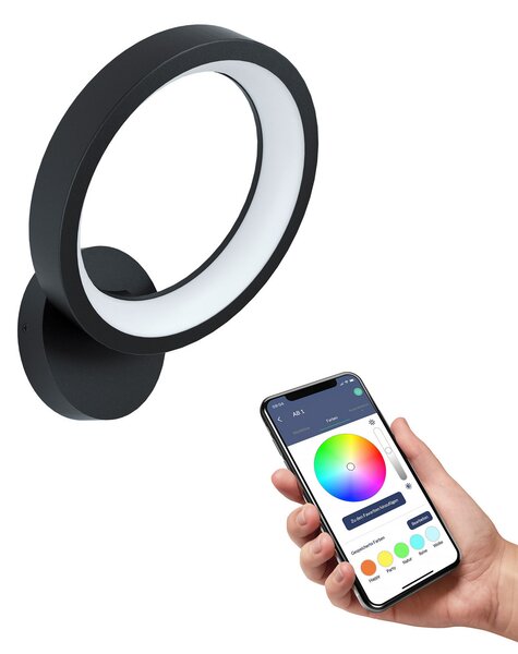 EGLO connect Marghera-Z aplică de perete LED, reglabil, Negru, Camera de zi / sufragerie, Metal, Modern