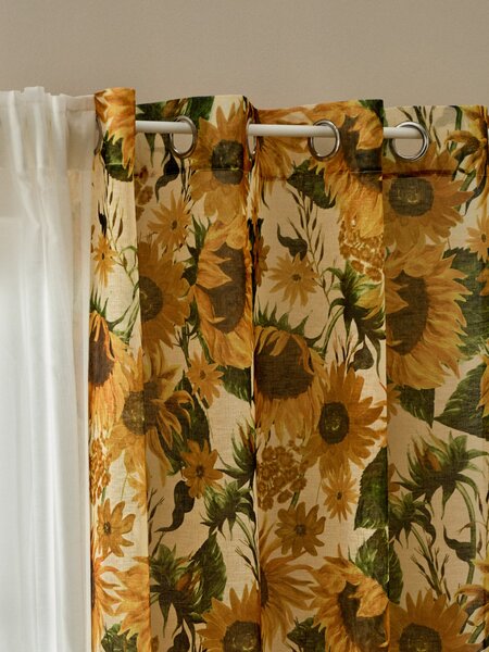 Sinsay - Draperie cu model floral pe inele - portocaliu