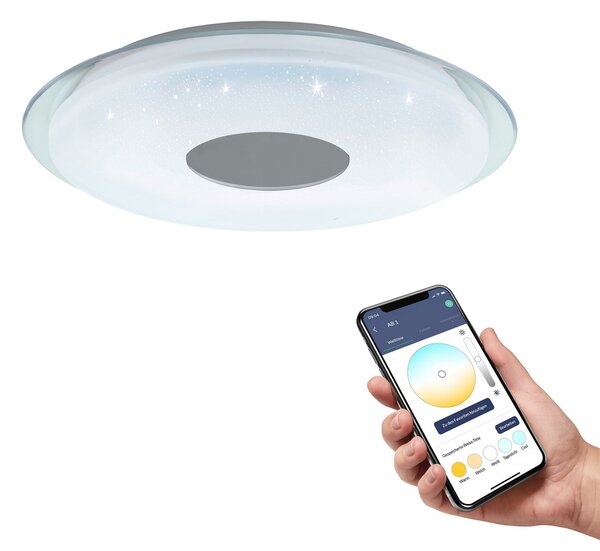 EGLO connect Lanciano-Z LED plafonieră cu Ø 45cm, reglabil, Alb, Camera de zi / sufragerie, Plastic