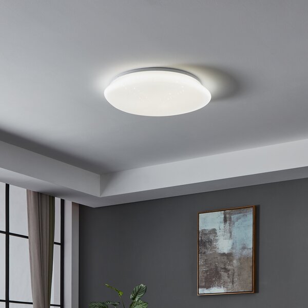 EGLO connect Sileras-Z LED plafonieră cu Ø60cm, reglabil, Alb, Camera de zi / sufragerie, Plastic
