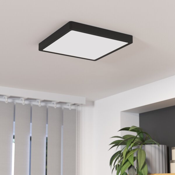 EGLO Plafonieră Fueva 5 IP44 negru 3000K 28x28cm, Negru, Baie, Metal, Modern