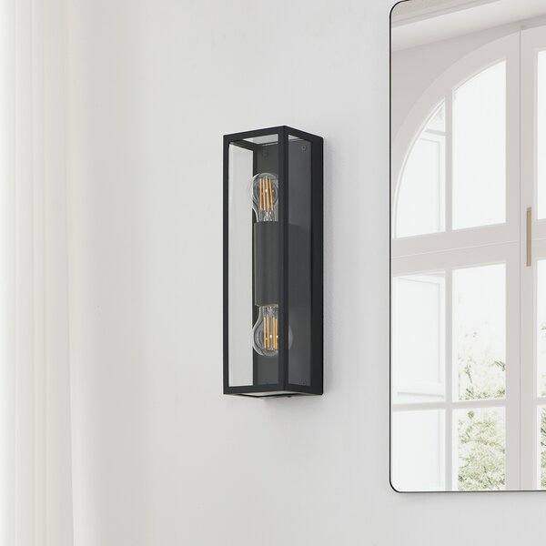 EGLO Aplică de perete baie Amezola, 2 becuri, negru, reglabil, Negru, Baie, Metal, Modern