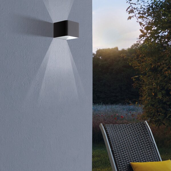 EGLO Lampă LED pentru exterior Doninni 1, negru, lățime 13 cm, 2 becuri., Negru, Metal, Modern