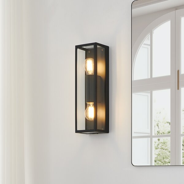 EGLO Aplică de perete baie Amezola, 2 becuri, negru, reglabil, Negru, Baie, Metal, Modern