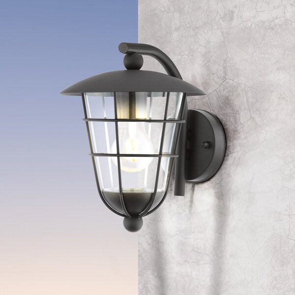 EGLO Aplică de exterior Pulfero, negru, în sus, reglabil, Negru, Metal