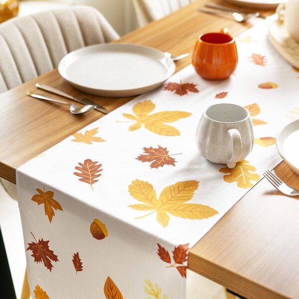 Goldea napron de masă 100% bumbac - frunze de toamnă 35x140 cm