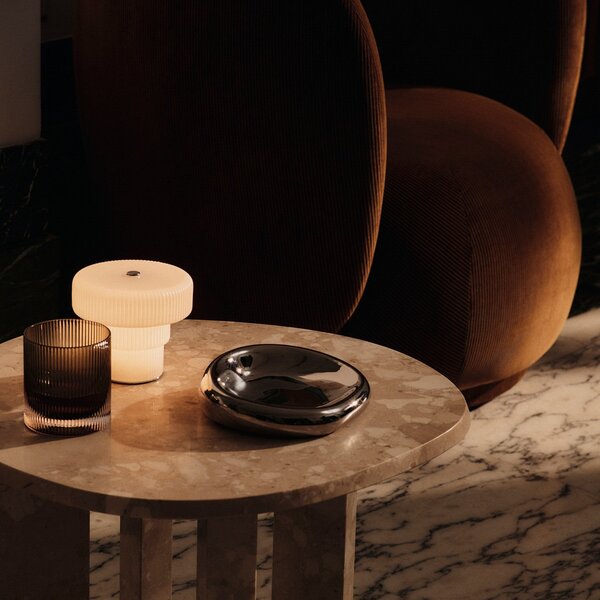 Lampă de masă ferm LIVING, Ripple, reglabil, Alb, Camera de zi, Sticlă, Modern