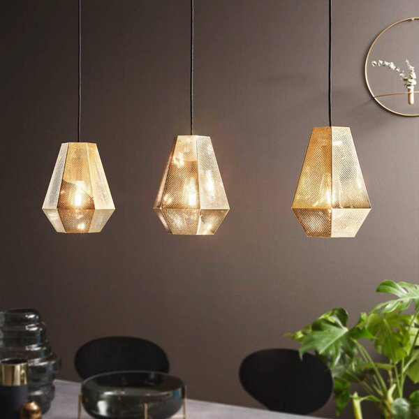 EGLO Lampă suspendată Chiavica, alamă, 3 becuri, reglabil, Auriu / Alamă, Camera de zi / sufragerie, Metal