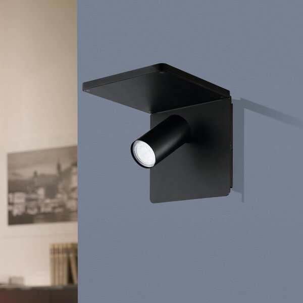 EGLO Spot LED perete Ciglie negru, funcție încărcare QI, Negru, Camera de zi / sufragerie, Metal, Modern