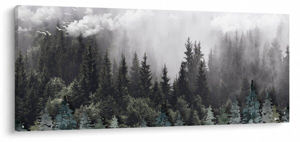 Tablou - Pădure cu elemente ilustrate (120x50 cm)