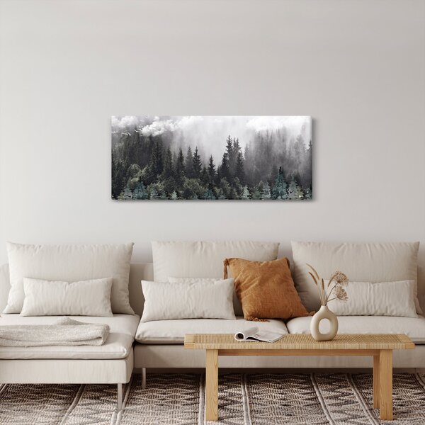 Tablou - Pădure cu elemente ilustrate (120x50 cm)