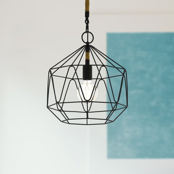EGLO Lampă suspendată Cottingham, colivie, 1 bec, reglabil, Negru, Camera de zi / sufragerie, Metal, Vintage