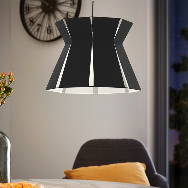 EGLO Lampă suspendată Valecrosia, negru, Ø 42 cm, reglabil, Negru, Camera de zi / sufragerie, Metal, Modern