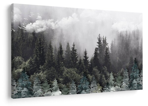 Tablou - Pădure cu elemente ilustrate (90x60 cm)