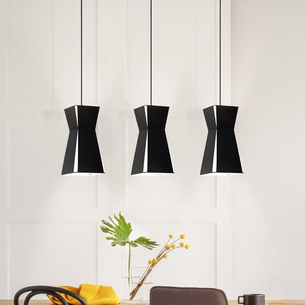 EGLO Lampă suspendată Valecrosia, negru, 3 becuri, reglabil, Negru, Camera de zi / sufragerie, Metal, Modern