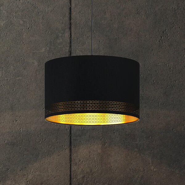 EGLO Lampă suspendată Esteperra, negru/auriu, Ø 38 cm, reglabil, Negru, Camera de zi / sufragerie, Țesătură / Textil, Modern