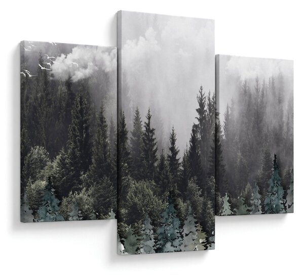 Tablou - Pădure cu elemente ilustrate (90x60 cm)