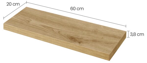 Polita de perete plutitoare GROVE 60x20 cm, stejar artisan