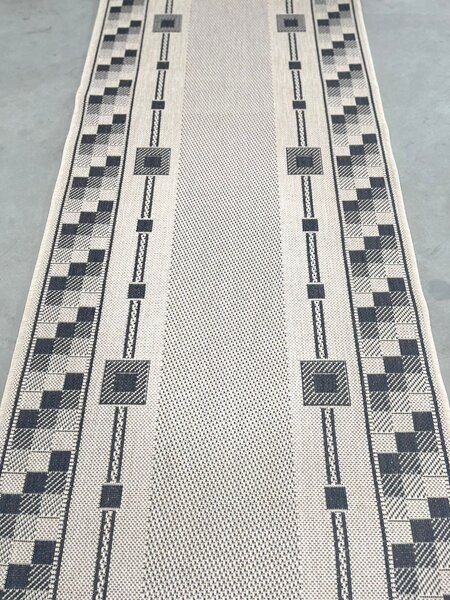 Traversa festonata tip iuta, Model 924 19 Latime 60 cm, Crem Maro 60 x 200