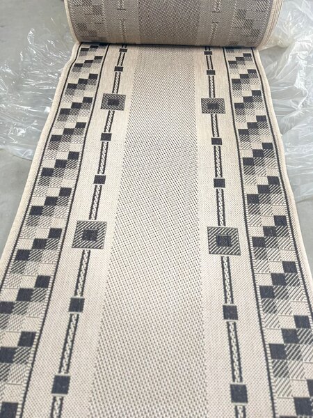 Traversa festonata tip iuta, Model 924 19 Latime 60 cm, Crem Maro 60 x 200