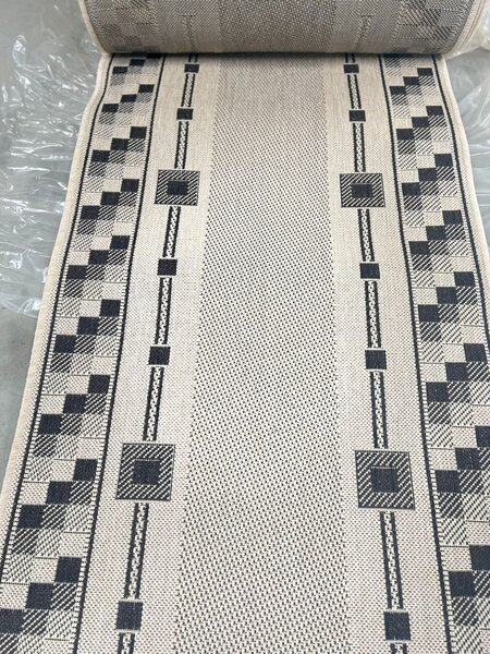 Traversa festonata tip iuta, Model 924 19 Latime 60 cm, Crem Maro 60 x 200